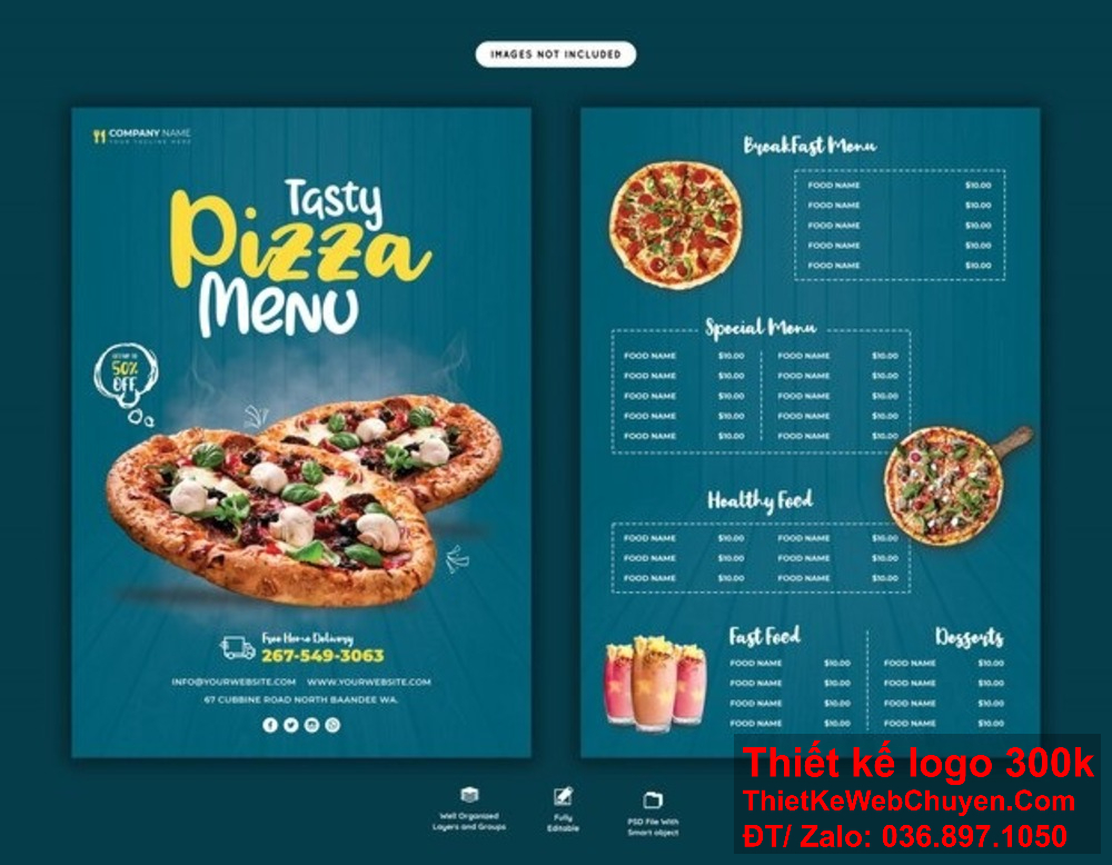Thiết kế menu nhà hàng quán pizza đóng vai trò quan trọng trong việc thu hút và giữ chân khách hàng Thiết kế menu nhà hàng quán pizza chuyên nghiệp giúp khách hàng dễ dàng lựa chọn món ăn yêu thích