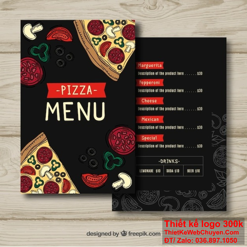 Chúng tôi hiểu rằng thiết kế menu nhà hàng quán pizza phải phản ánh phong cách và chất lượng của quán Để menu nhà hàng quán pizza của bạn trở nên độc đáo và hấp dẫn, hãy lựa chọn dịch vụ thiết kế chuyên nghiệp của chúng tôi