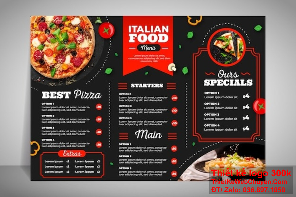 Bạn đang tìm kiếm ý tưởng thiết kế menu nhà hàng quán pizza độc đáo và thu hút khách hàng Dịch vụ thiết kế menu nhà hàng quán pizza của chúng tôi đảm bảo sự hài lòng tuyệt đối