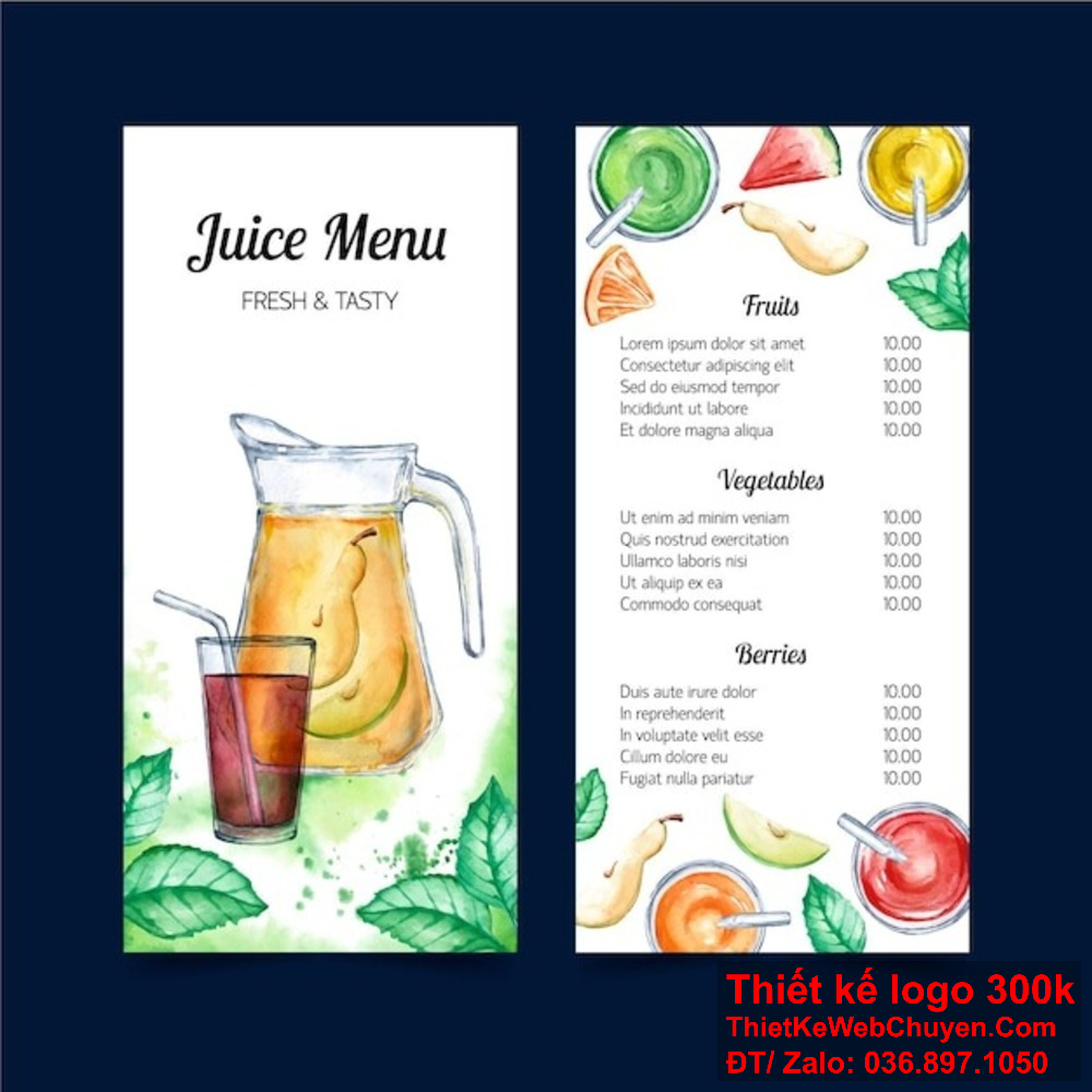 Chúng tôi chuyên cung cấp dịch vụ thiết kế menu quán sinh tố, giúp bạn thể hiện sự sáng tạo và đặc trưng của quán. Thiết kế menu quán sinh tố đóng vai trò quan trọng trong việc thu hút khách hàng và tăng doanh thu cho quán.