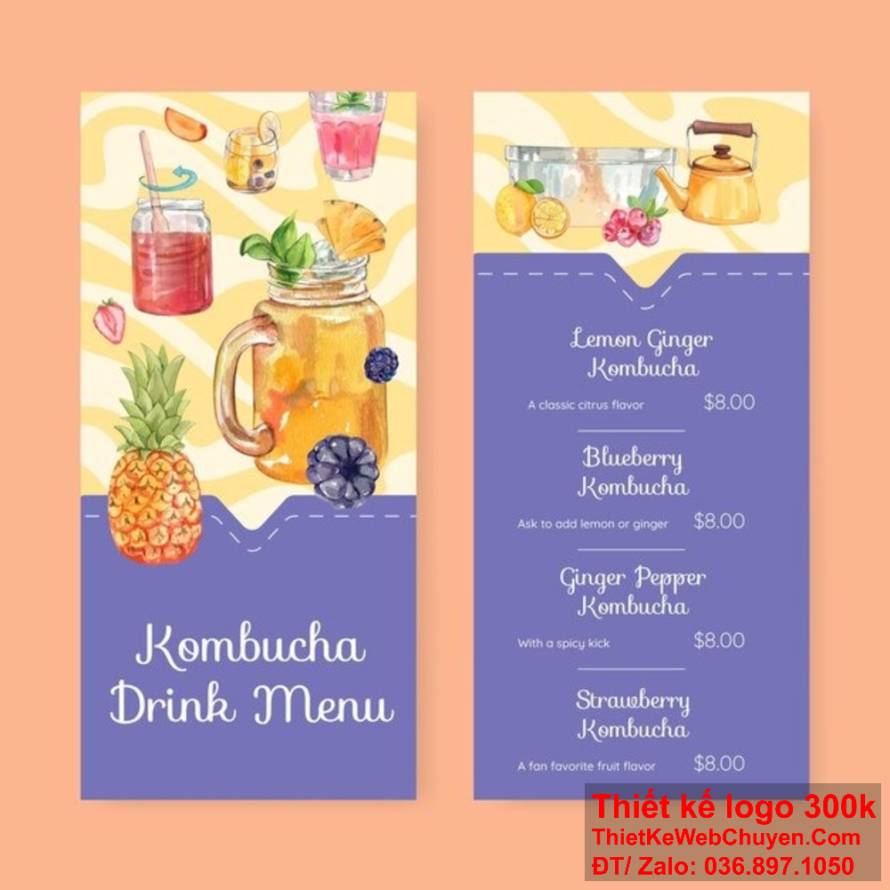 Dịch vụ thiết kế menu quán sinh tố của chúng tôi mang đến sự sáng tạo và phong cách riêng cho quán của bạn. Với kinh nghiệm và sự sáng tạo, chúng tôi cam kết mang đến cho bạn thiết kế menu quán sinh tố độc đáo và bắt mắt nhất.