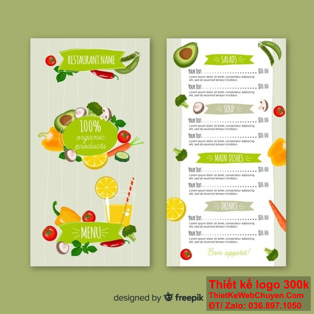 Chúng tôi cung cấp thiết kế menu quán sinh tố tùy chỉnh theo yêu cầu, phù hợp với mọi phong cách và đối tượng khách hàng. Một thiết kế menu quán sinh tố bắt mắt không chỉ giới thiệu sản phẩm mà còn thể hiện phong cách của quán.