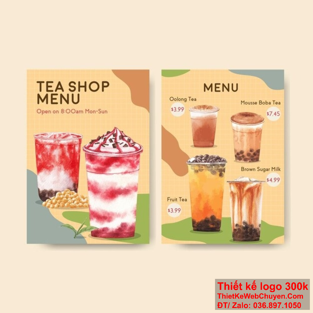 Thiết kế menu quán trà sữa cần phải tinh tế, phản ánh đúng phong cách của quán và dễ dàng để khách hàng lựa chọn món yêu thích. Thiết kế menu quán trà sữa không chỉ đơn giản là liệt kê các món uống mà còn là nghệ thuật thu hút khách hàng bằng hình ảnh và phong cách.