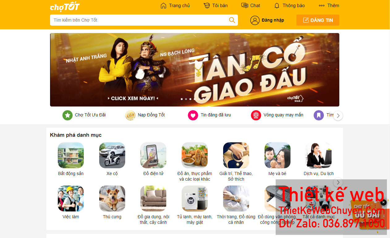 Chỉ với 9,9 triệu trọn gói, bạn có thể sở hữu một website rao vặt chợ tốt (chotot.com) đầy đủ chức năng và giao diện thân thiện Với Thiết kế website rao vặt chợ tốt (chotot.com) 9,9 tr trọn gói, bạn sẽ sở hữu ngay một trang web tiện ích, hiện đại và thân thiện với người dùng