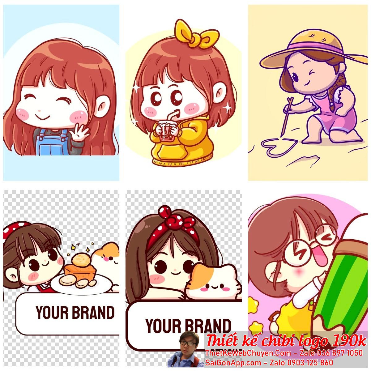Chibi cặp đôi nam nữ trong logo có thể thể hiện sự phát triển và tiến bộ của mối quan hệ.