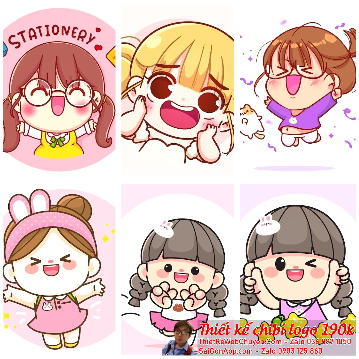 Chibi cặp đôi nam nữ trong logo có thể được tùy chỉnh để phản ánh tính cách và sở thích của mỗi đối tượng.