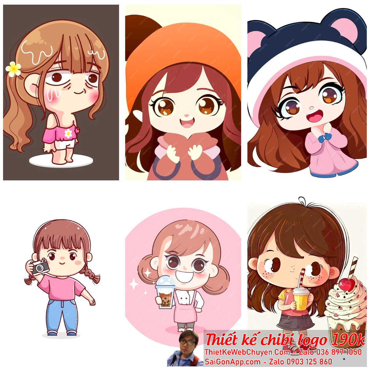 Chibi cặp đôi nam nữ trong logo có thể được sử dụng để thể hiện sự lãng mạn và ngọt ngào.