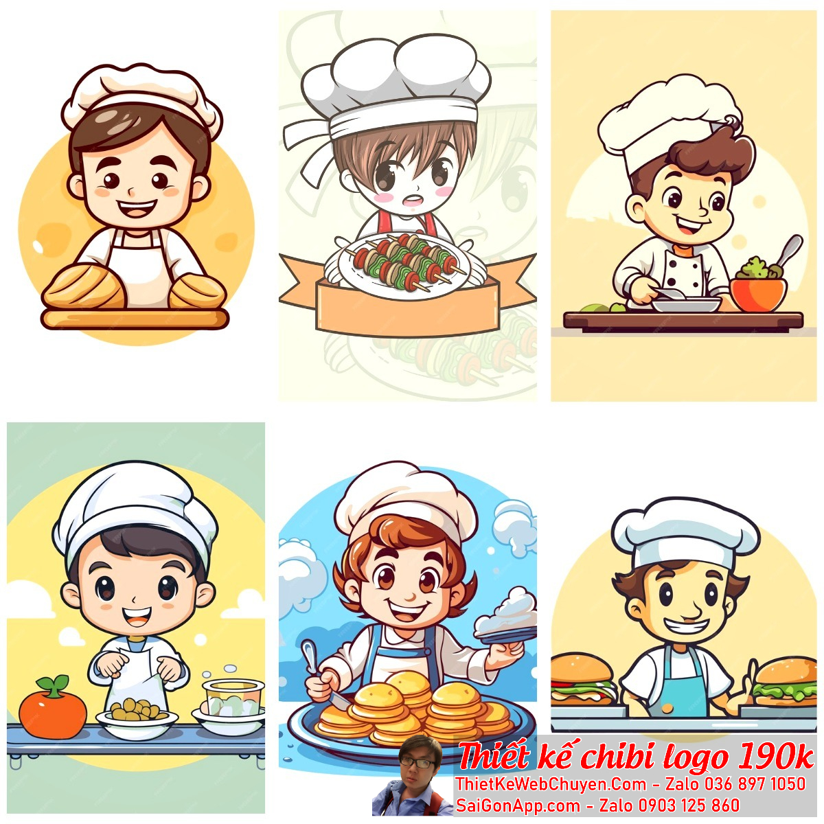 Chibi cặp đôi nam nữ trong logo có thể được thiết kế để thể hiện nhiều cảm xúc khác nhau.