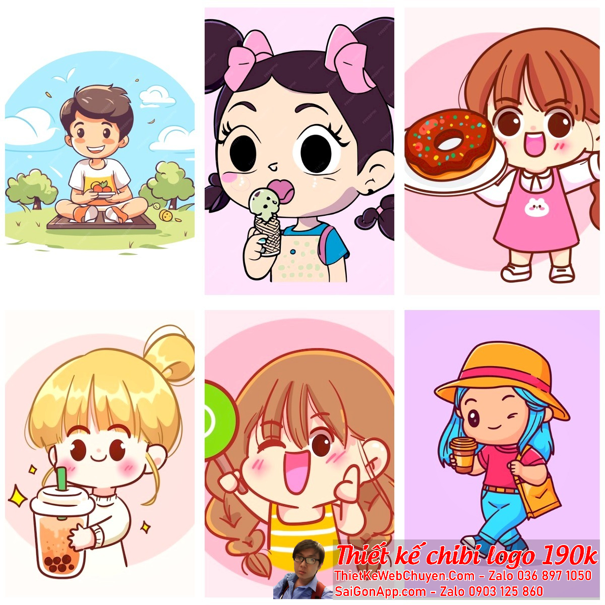 Chibi cặp đôi nam nữ trong logo có thể thể hiện các mối quan hệ đa dạng và phong phú.