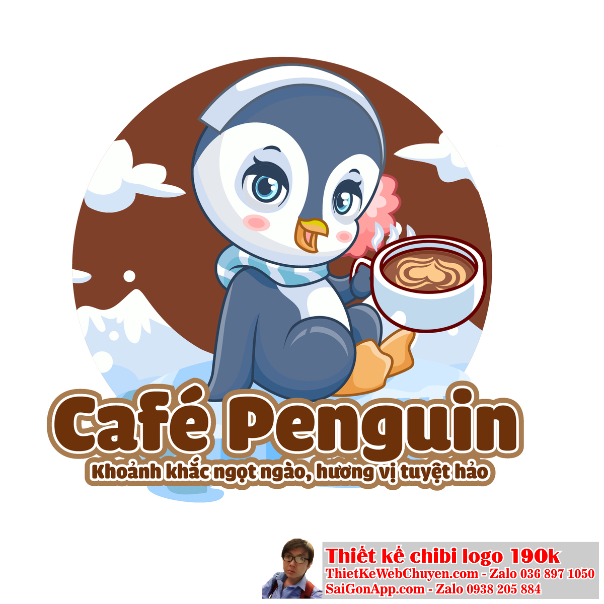 Chim Cánh Cụt Chibi trong logo có thể tạo ra sự thân thiện và gần gũi với khách hàng.