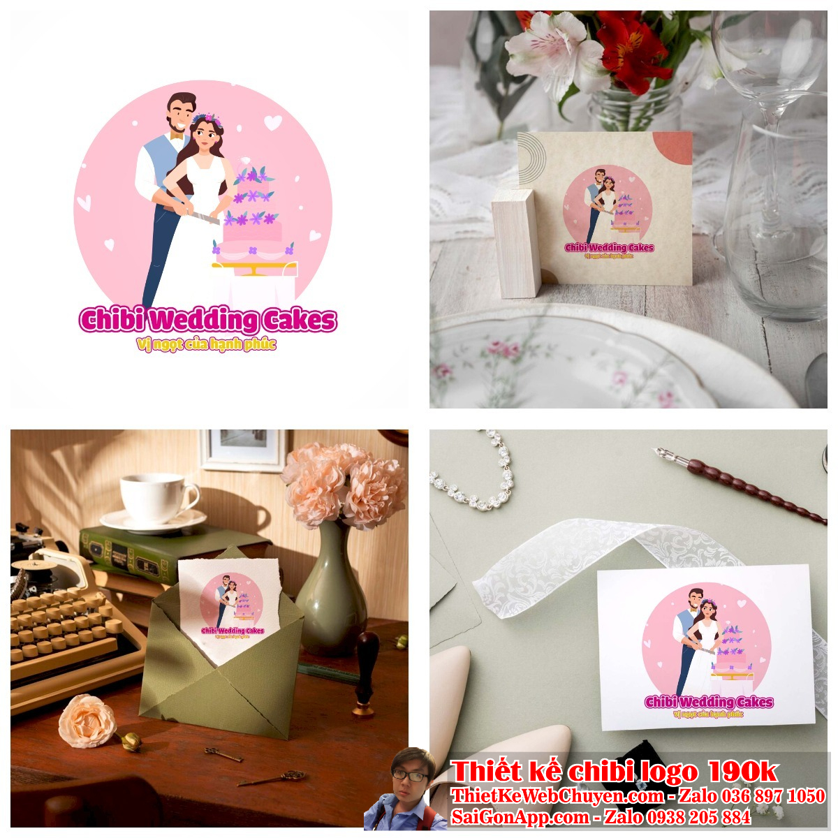 Thiết kế logo "Cô Dâu Chú Rể Chibi" có thể tạo ra một ấn tượng sâu sắc ngay từ lần nhìn đầu tiên.