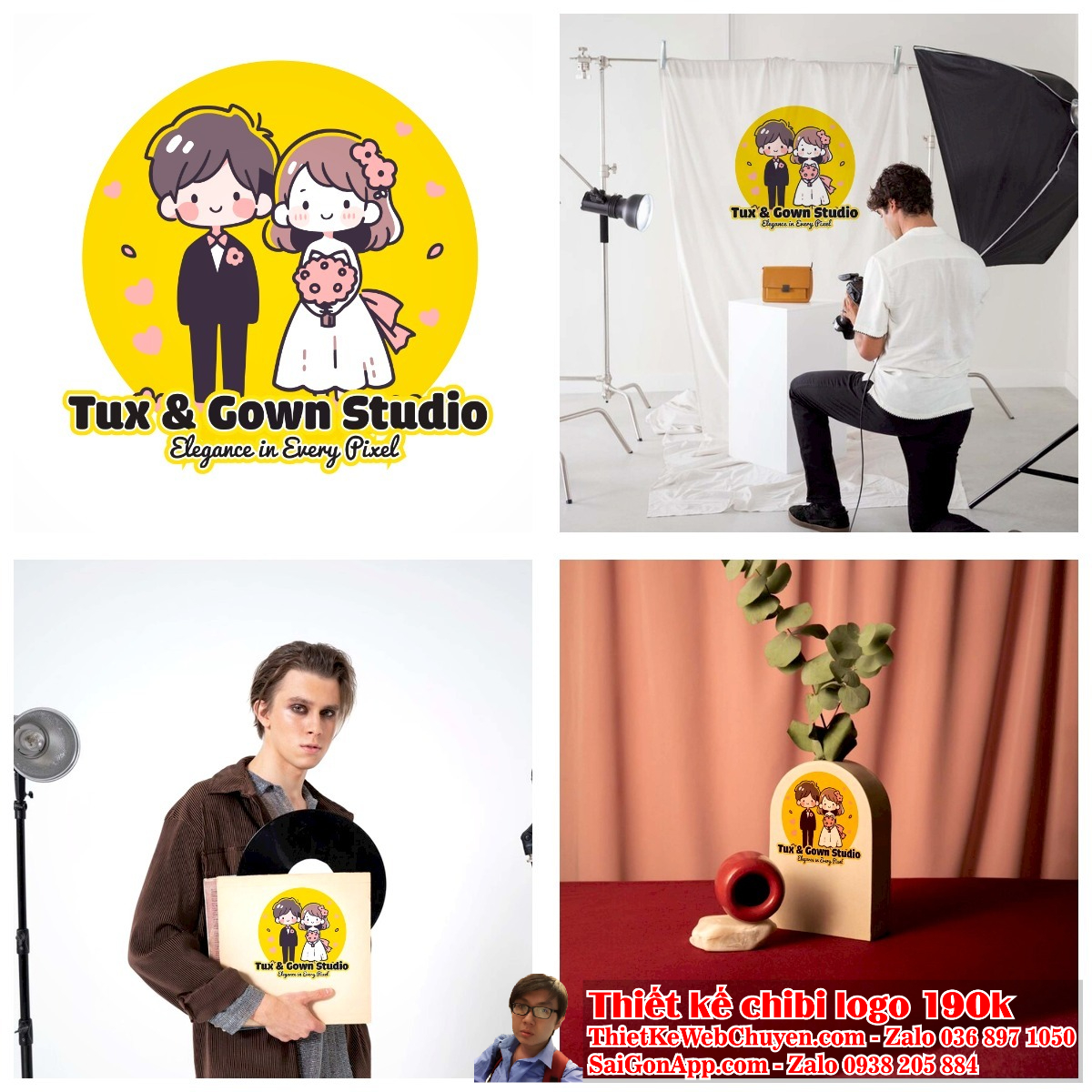 Sự sáng tạo và phong cách của logo "Cô Dâu Chú Rể Chibi" có thể phản ánh được tính cách của thương hiệu.