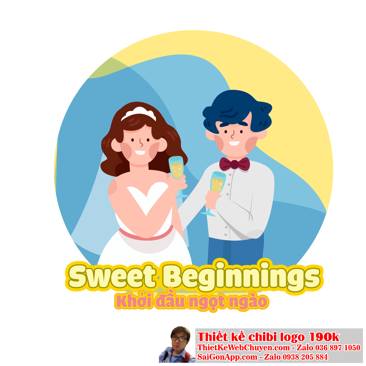 Thiết kế logo "Cô Dâu Chú Rể Chibi" là một cơ hội để thể hiện sự đáng yêu và độc đáo.