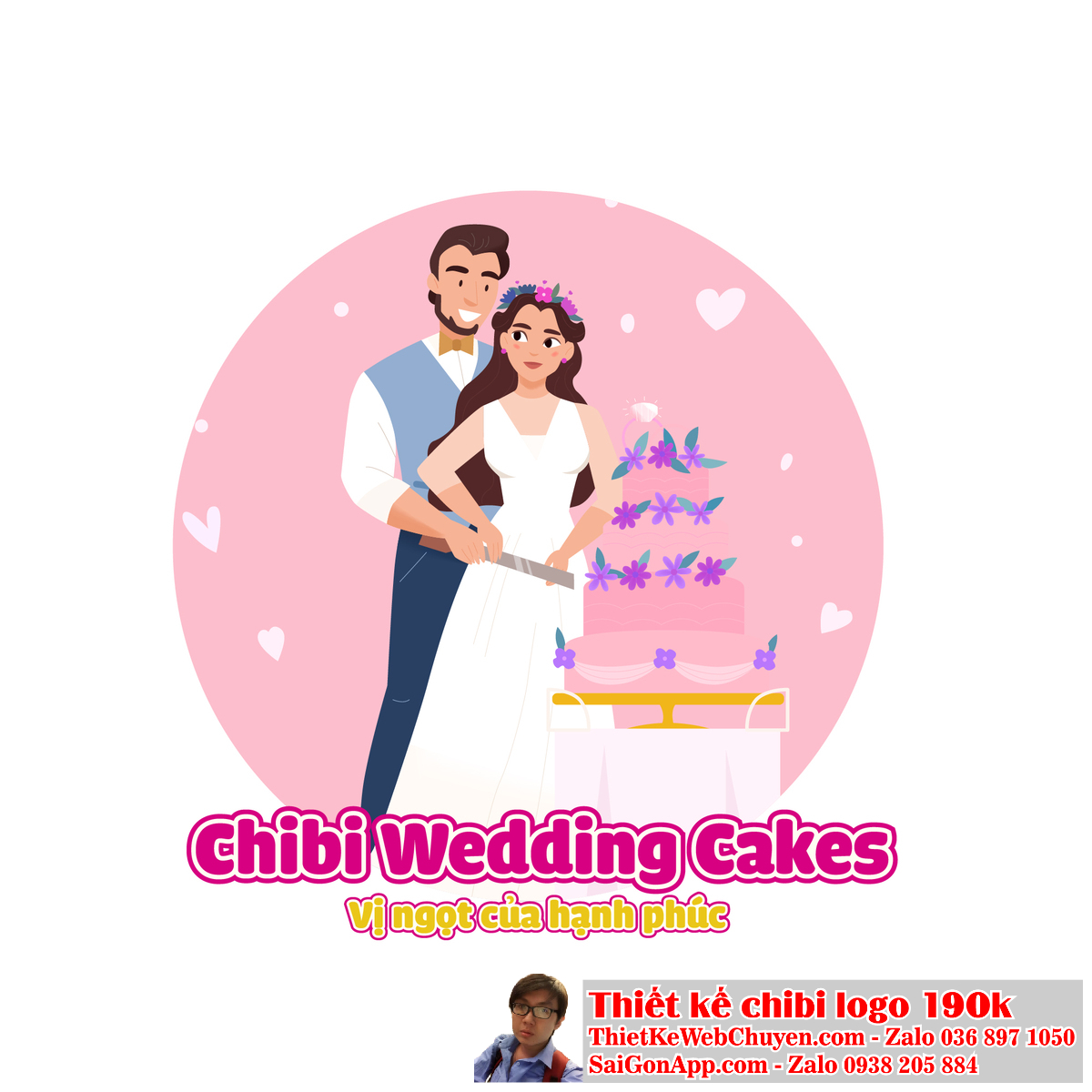 Hình ảnh "Cô Dâu Chú Rể Chibi" có thể là một nguồn cảm hứng tuyệt vời cho việc thiết kế logo.