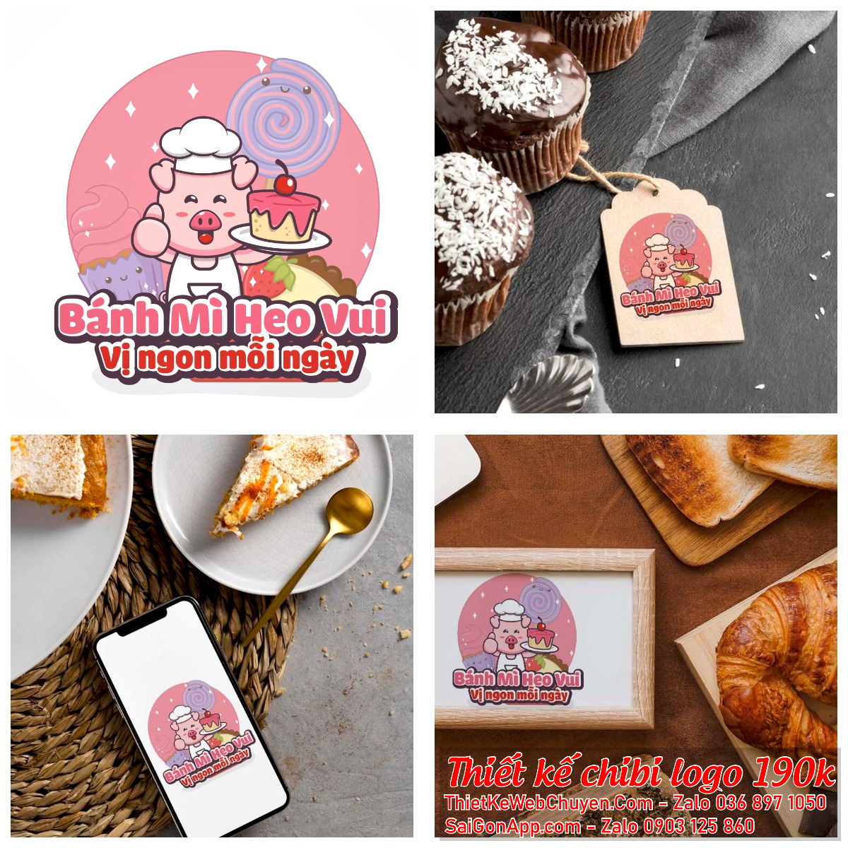 MẪU THIẾT KẾ LOGO CHIBI CON HEO PIG