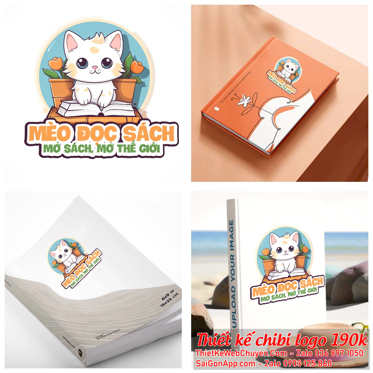 Logo chibi con mèo sẽ thể hiện tính cách trẻ trung và vui vẻ của doanh nghiệp của bạn.