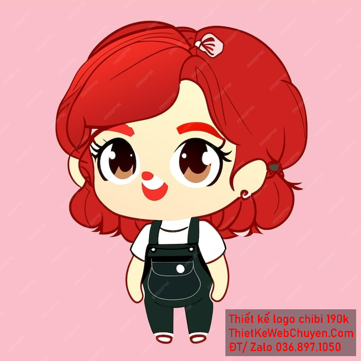 Vẽ chibi bé gái áo trắng, tóc đỏ, đứng cười tươi, biểu cảm vui vẻ để thiết kế logo Vẽ chibi bé gái áo trắng, tóc đỏ, đứng cười tươi, biểu cảm vui vẻ để thiết kế logo