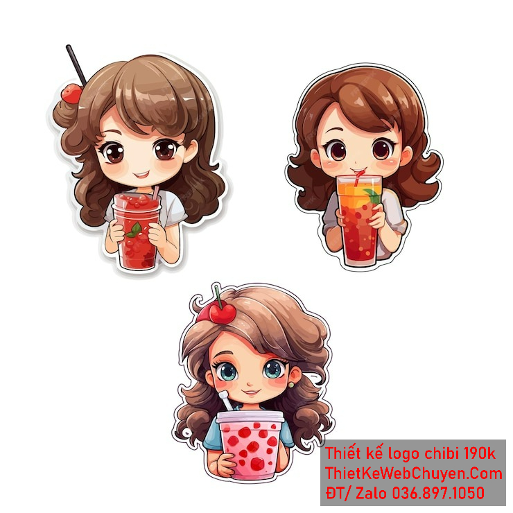Vẽ chibi bé gái áo trắng, tóc nâu, cầm ly nước, khuôn mặt vui tươi để thiết kế logo Vẽ chibi bé gái áo trắng, tóc nâu, cầm ly nước, khuôn mặt vui tươi để thiết kế logo