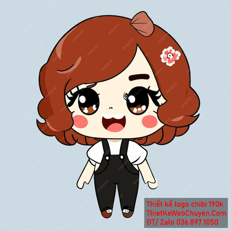 Vẽ chibi bé gái áo trắng, tóc nâu, đứng cười tươi, biểu cảm phấn khích để thiết kế logo Vẽ chibi bé gái áo trắng, tóc nâu, đứng cười tươi, biểu cảm phấn khích để thiết kế logo