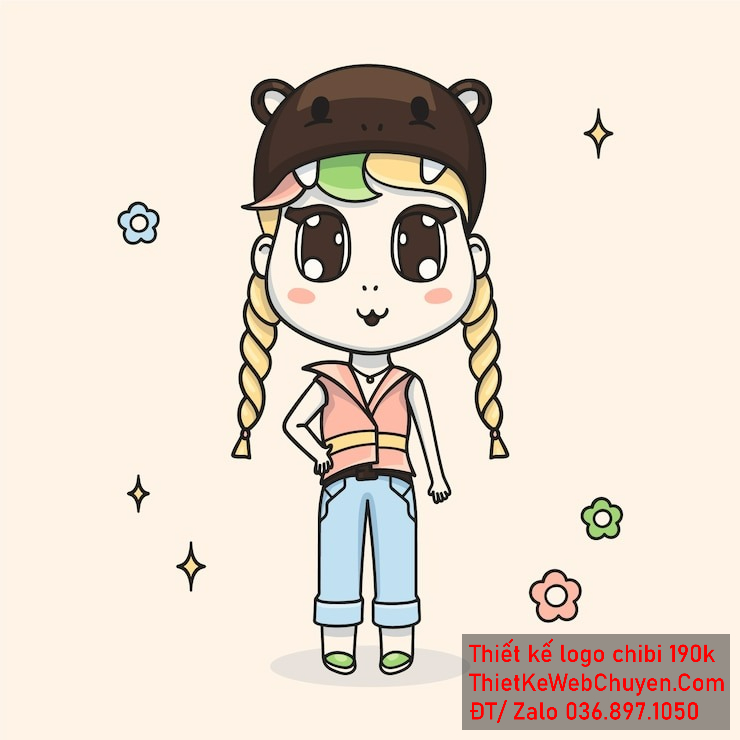 Vẽ chibi bé gái áo hồng thiết kế logo Vẽ chibi bé gái áo hồng thiết kế logo