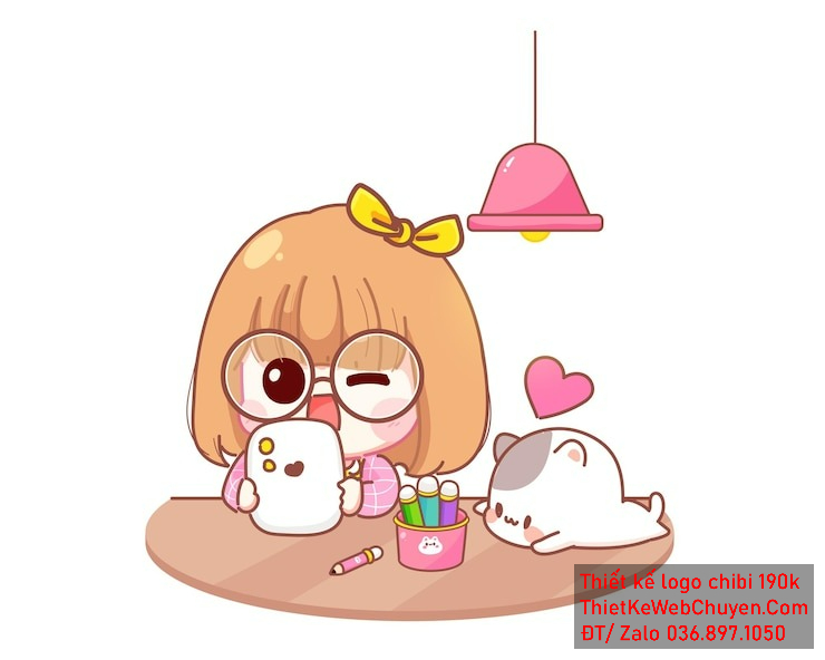 Vẽ chibi bé gái với màu áo hồng, màu tóc vàng, hành động ngồi vẽ và biểu cảm dễ thương để thiết kế logo Vẽ chibi bé gái với màu áo hồng, màu tóc vàng, hành động ngồi vẽ và biểu cảm dễ thương để thiết kế logo