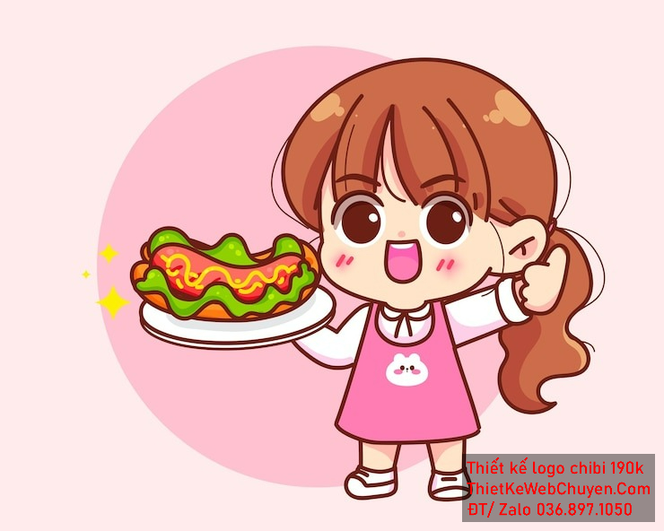 Vẽ chibi bé gái tóc nâu để thiết kế logo Vẽ chibi bé gái tóc nâu để thiết kế logo