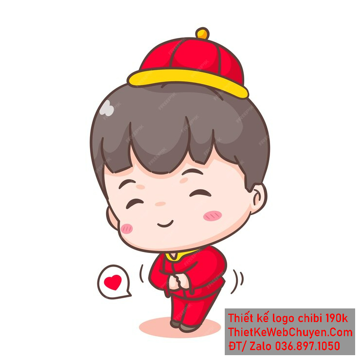 Vẽ chibi bé trai áo đỏ, tóc nâu, cúi đầu chào, biểu cảm vui tươi để thiết kế logo Vẽ chibi bé trai áo đỏ, tóc nâu, cúi đầu chào, biểu cảm vui tươi để thiết kế logo