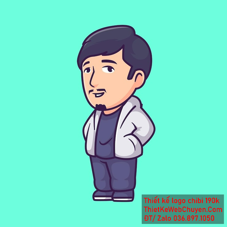 Vẽ chibi bé trai áo trắng, tóc đen, đứng tay đút túi, khuôn mặt thư thái để thiết kế logo Vẽ chibi bé trai áo trắng, tóc đen, đứng tay đút túi, khuôn mặt thư thái để thiết kế logo