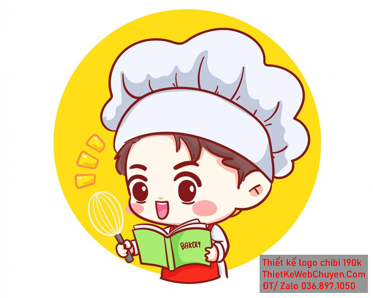Vẽ chibi đầu bếp bé trai với áo đỏ, tóc nâu, hành động đọc sách nấu ăn và cầm dụng cụ đánh trứng, biểu cảm khuôn mặt hào hứng để thiết kế logo Vẽ chibi đầu bếp bé trai với áo đỏ, tóc nâu, hành động đọc sách nấu ăn và cầm dụng cụ đánh trứng, biểu cảm khuôn mặt hào hứng để thiết kế logo