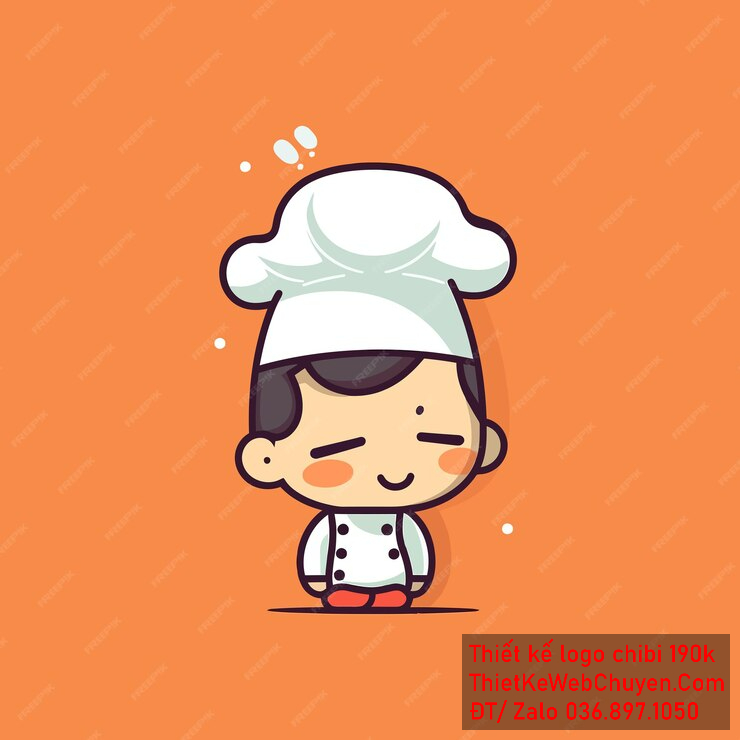 Vẽ chibi đầu bếp bé trai với áo trắng, tóc đen, hành động cúi đầu và biểu cảm khuôn mặt tươi cười nhẹ để thiết kế logo Vẽ chibi đầu bếp bé trai với áo trắng, tóc đen, hành động cúi đầu và biểu cảm khuôn mặt tươi cười nhẹ để thiết kế logo