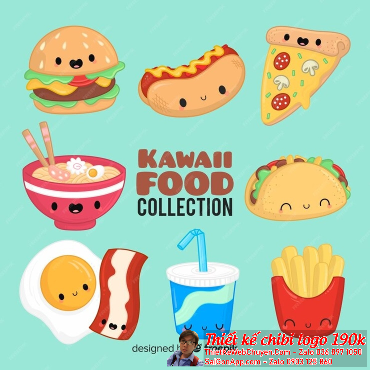 Logo chibi cute ăn vặt hàng quán giúp tạo nên một ấn tượng đầu tiên tốt đẹp với khách hàng.