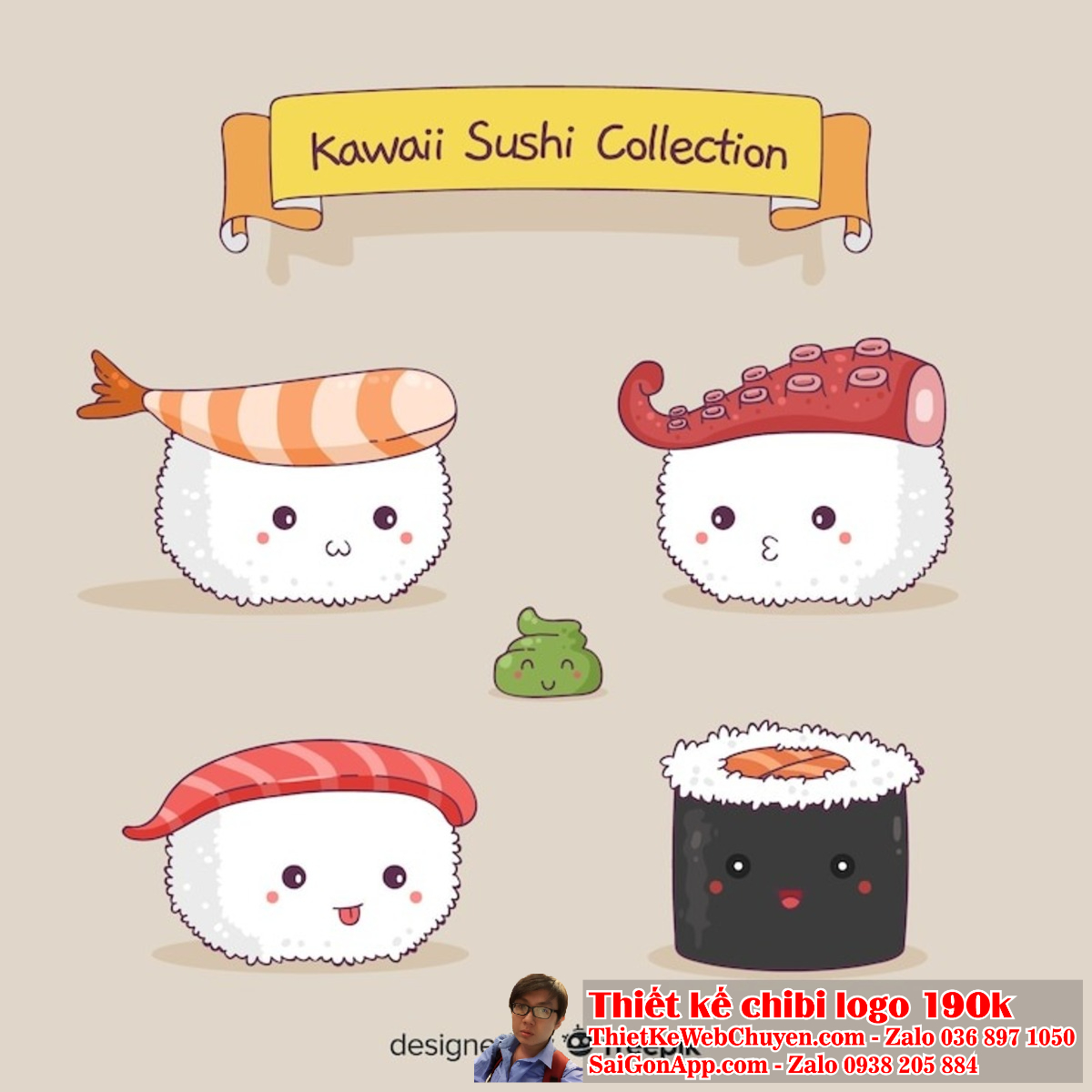 Logo chibi cute ăn vặt sẽ là điểm nhấn hoàn hảo cho thương hiệu của bạn.