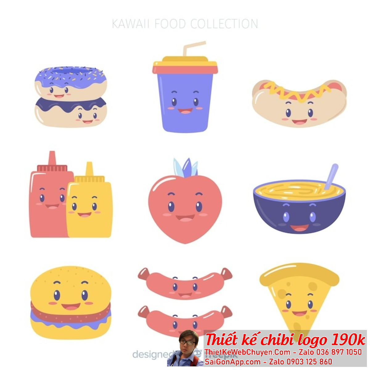Logo chibi cute ăn vặt hàng quán thường được thiết kế để phản ánh sự vui vẻ và hạnh phúc khi thưởng thức đồ ăn.