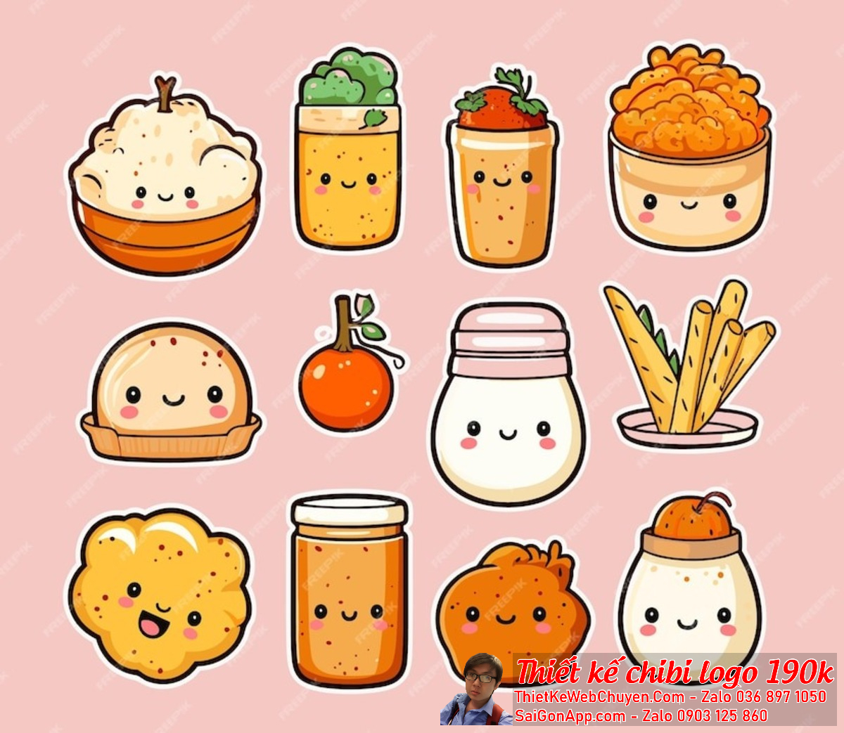 Mẫu thiết kế logo chibi cute ăn vặt hàng quán giúp tạo nên một không gian vui vẻ và thú vị cho khách hàng khi thưởng thức đồ ăn.