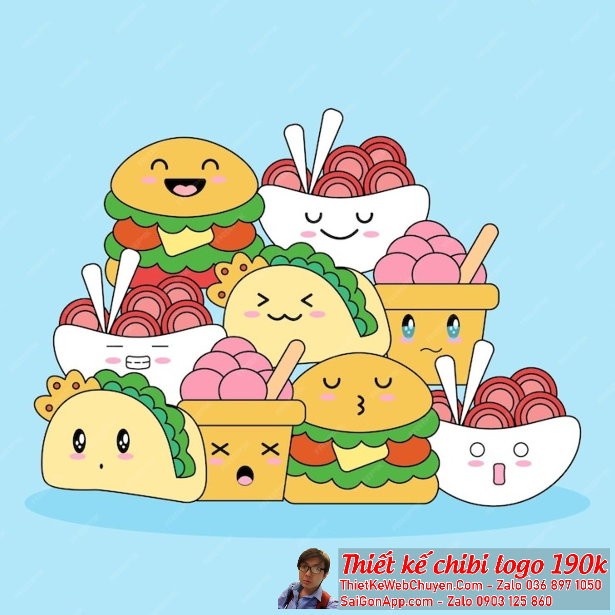 Tạo ấn tượng mạnh mẽ với logo chibi cute cho các cửa hàng ăn vặt của bạn.