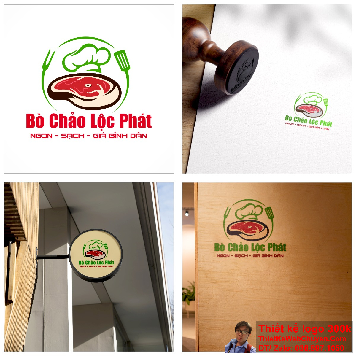 Logo quán ăn bò chảo Lộc Phát