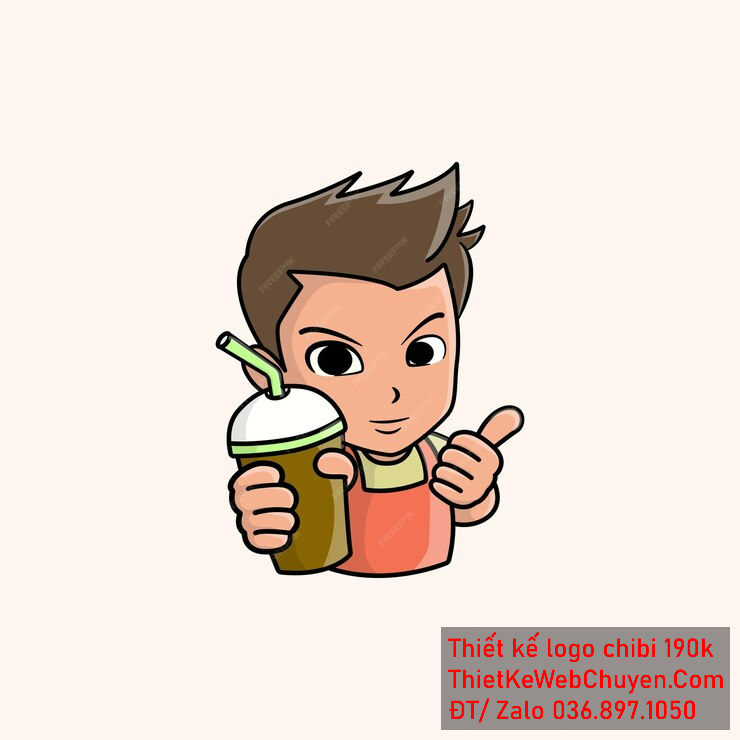 vẽ chibi trà sữa bé trai tóc nâu cầm ly trà sữa để thiết kế logo vẽ chibi trà sữa bé trai tóc nâu cầm ly trà sữa để thiết kế logo